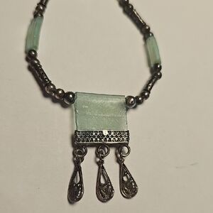 Roman Glass And Sterling Necklace From Israel